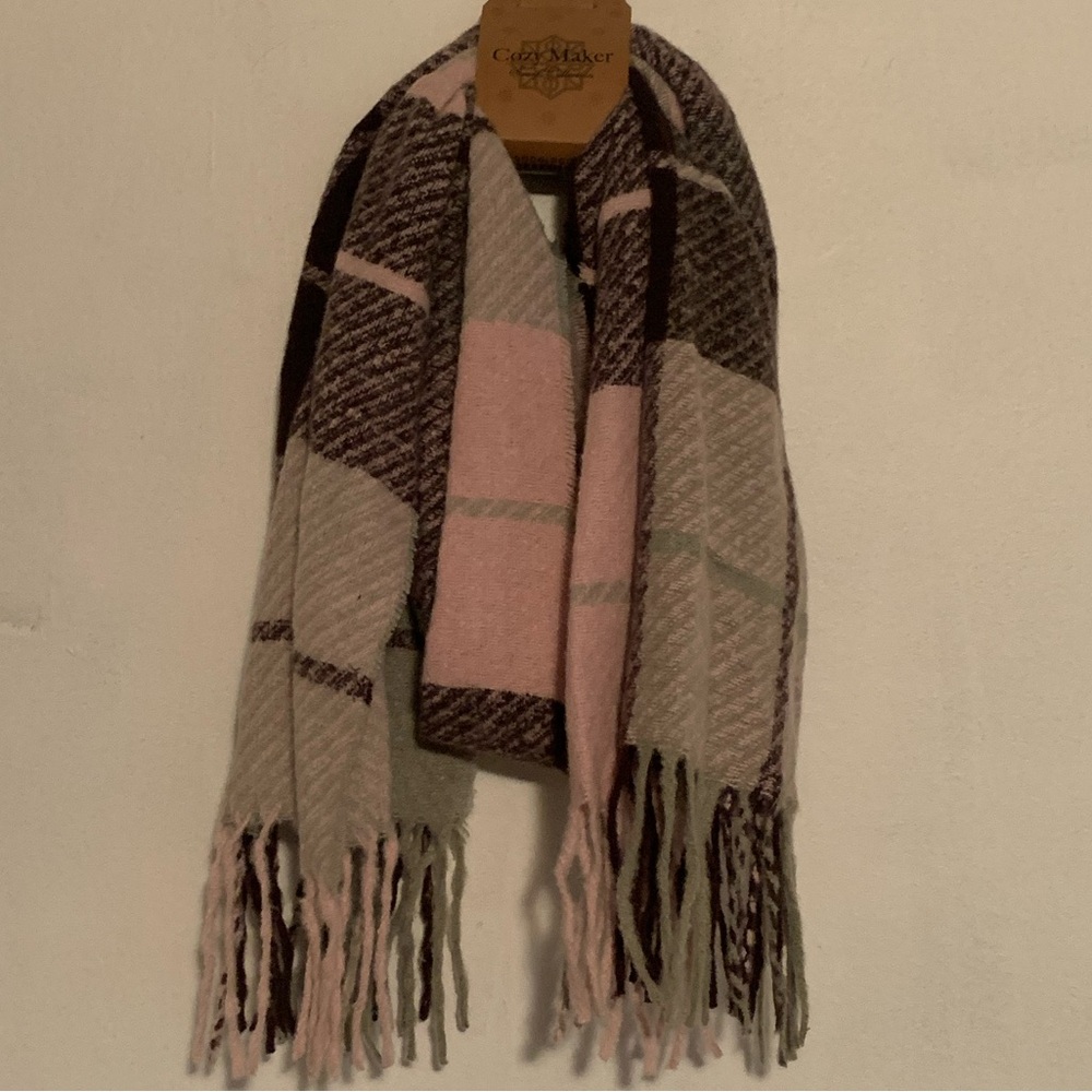 CozyMaker Plaid Scarf with Fringe